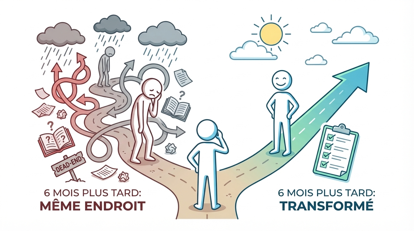 6 mois plus tard : même endroit vs transformé. Deux chemins possibles.