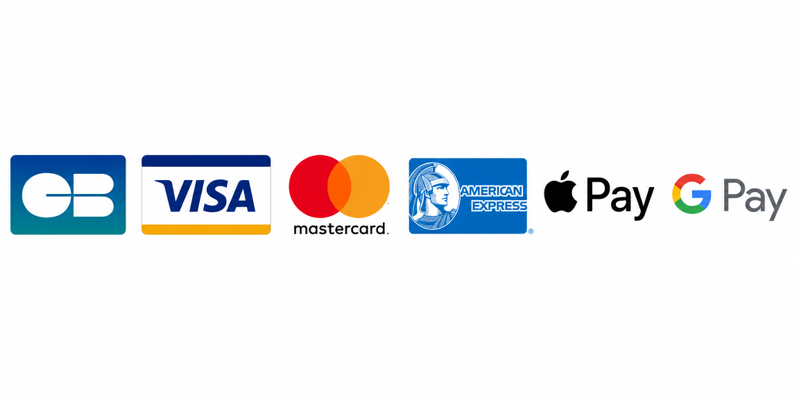 Paiement sécurisé — CB, Visa, Mastercard, American Express, Apple Pay, Google Pay